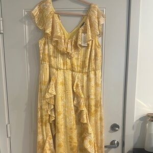 Eloquii Gold Maxi Ruffle Sundress